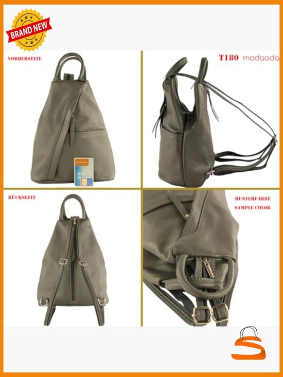 Italian Leather Backpack with Zipper Closure, Medium, 9L